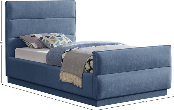 Paxton Light Blue Chenille Fabric Twin Bed PaxtonLtBlu-T Meridian Furniture