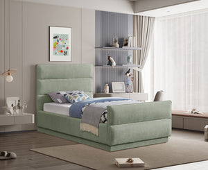 Paxton Mint Chenille Fabric Twin Bed PaxtonMint-T Meridian Furniture
