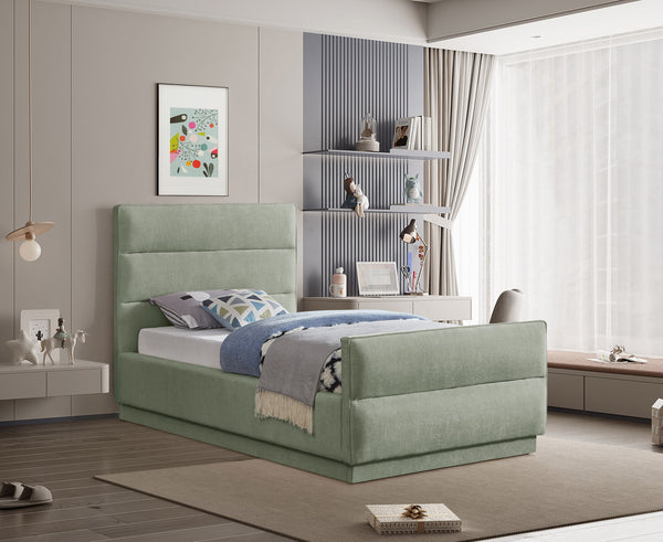 Paxton Mint Chenille Fabric Twin Bed PaxtonMint-T Meridian Furniture