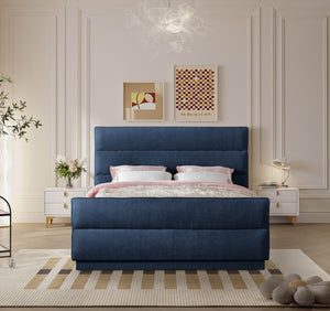 Paxton Navy Chenille Fabric King Bed PaxtonNavy-K Meridian Furniture