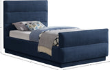 Paxton Navy Chenille Fabric Twin Bed PaxtonNavy-T Meridian Furniture