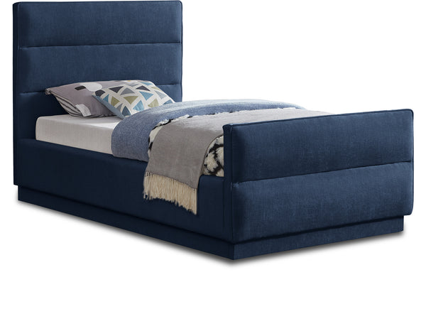 Paxton Navy Chenille Fabric Twin Bed PaxtonNavy-T Meridian Furniture