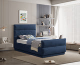 Paxton Navy Chenille Fabric Twin Bed PaxtonNavy-T Meridian Furniture