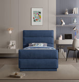 Paxton Navy Chenille Fabric Twin Bed PaxtonNavy-T Meridian Furniture