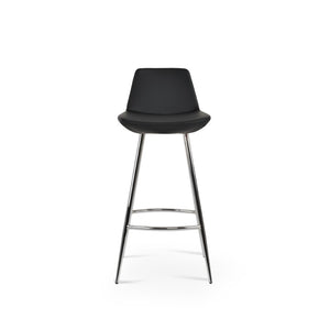 Soho Concept Pera Galata Barstools & Counterstools - Stylish Leatherette Seating With Brass Accents, 2-year Warranty Black,Chrome Steel Tubular Legs Soho-concept-dining-chair-09427