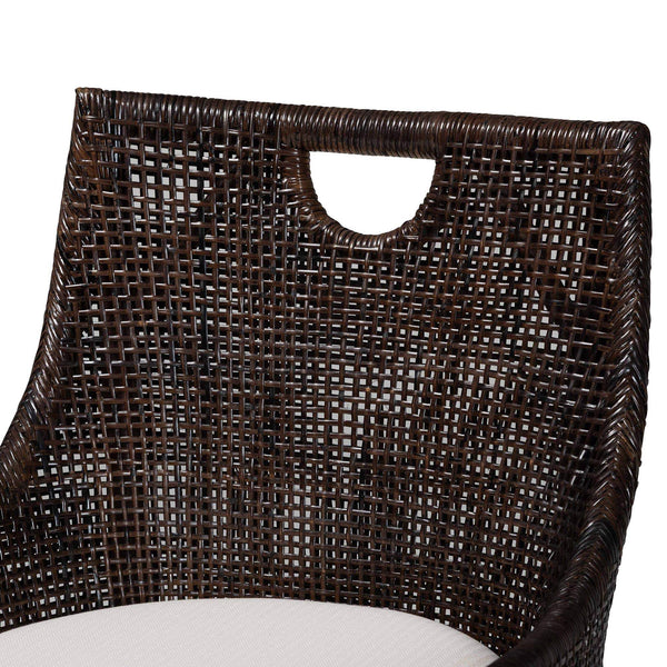 Bali & Pari Petra Handwoven Rattan Wingback Counter Stool with Upholstered Seat