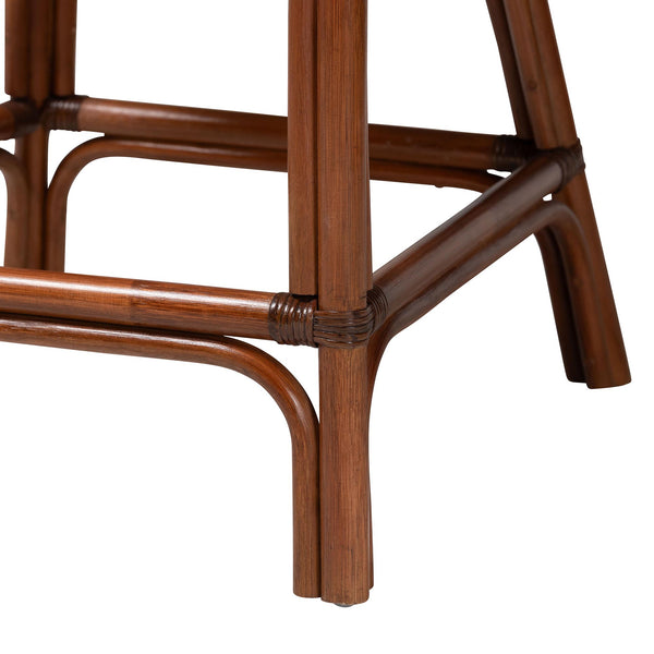 Bali & Pari Petra Handwoven Rattan Wingback Counter Stool with Upholstered Seat