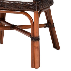 Bali & Pari Petra Handwoven Rattan Wingback Dining Chairs Coastal Boho Set of 2