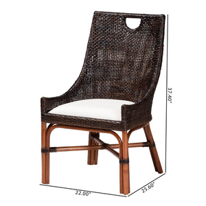 Bali & Pari Petra Handwoven Rattan Wingback Dining Chairs Coastal Boho Set of 2