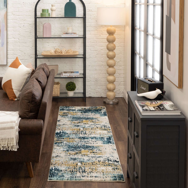 Karastan Rugs Vanguard by Drew & Jonathan Home Placid Machine Woven Triexta Modern/Contemporary Area Rug Majolica Blue 2' 4" x 7' 10"