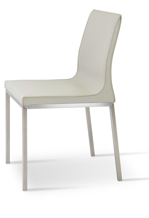 Soho Concept Polo Flat Chair Dining Chair - Stylish Bonded Leather Design With Sleek Chrome Legs For Modern Homes Chrome  Soho-concept-dining-chair-05526