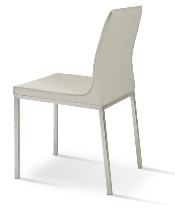 Soho Concept Polo Flat Chair Dining Chair - Stylish Bonded Leather Design With Sleek Chrome Legs For Modern Homes Chrome  Soho-concept-dining-chair-05525