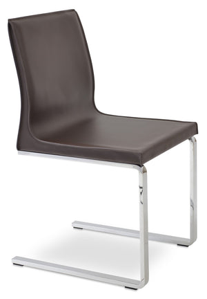 Soho Concept Polo Flat Chair Dining Chair - Stylish Bonded Leather Design With Sleek Chrome Legs For Modern Homes Chrome,Brown  Soho-concept-dining-chair-05575
