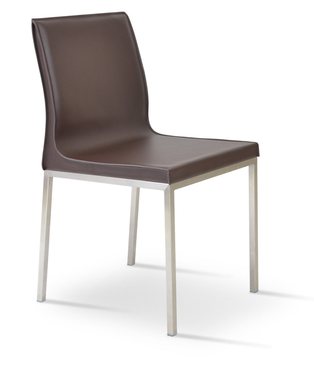 Soho Concept Polo Sled Wood Dining Chair In Stylish Grey Bonded Leather - Comfortable & Elegant Seating Option Brown  Soho-concept-dining-chair-05597