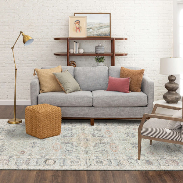 Karastan Rugs Zula Prieska Machine Woven Printed Polyester Area Rug Light Teal 8' x 10'