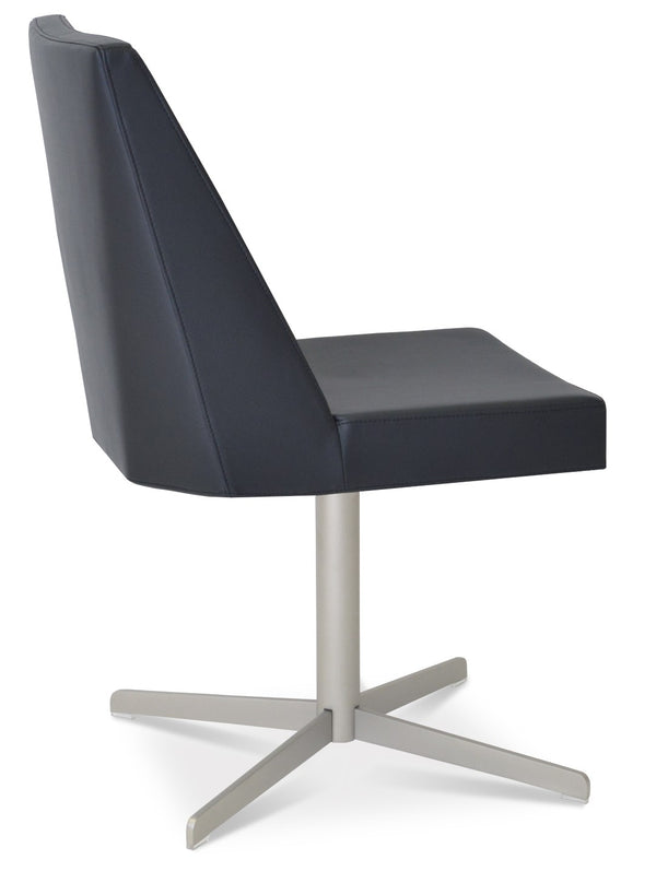 Soho Concept Prisma Stylish 4 Star Swivel Dining Chair In Soft Black Leatherette - Modern Comfort & Elegance Black  Soho-concept-dining-chair-05688