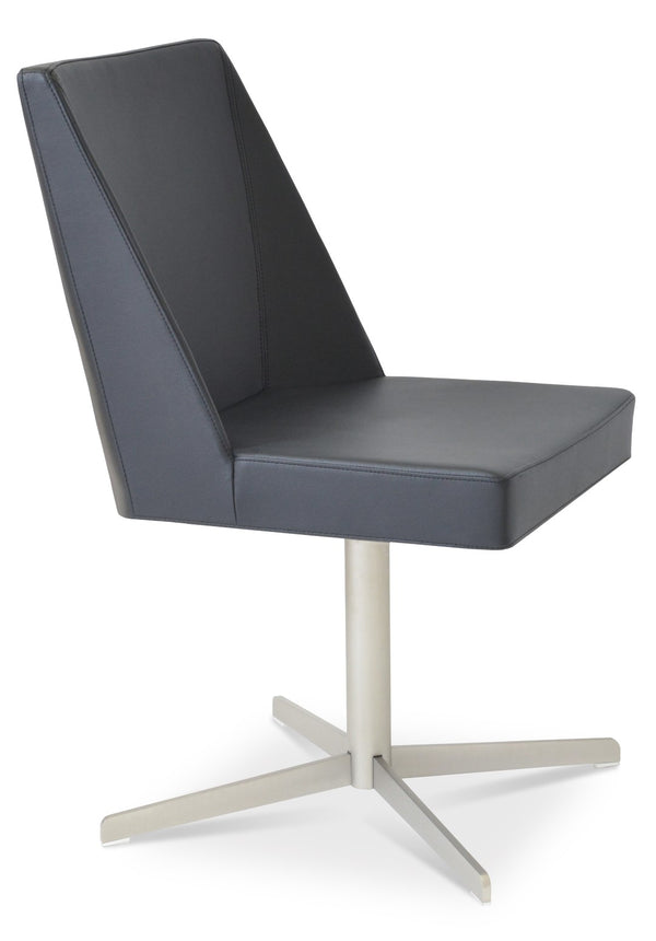 Soho Concept Prisma Stylish 4 Star Swivel Dining Chair In Soft Black Leatherette - Modern Comfort & Elegance Black  Soho-concept-dining-chair-05688