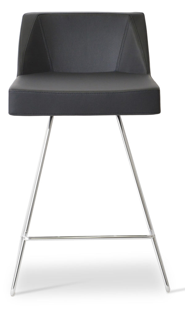 Soho Concept Prisma Stylish Wire Barstools & Counterstools In Soft Black Leatherette - Custom Finish Options! Chrome,Black  Soho-concept-dining-chair-09763