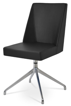 Soho Concept Prisma Spider Swivel Chair - Stylish Leatherette Dining Chair In Soft Black For Modern Spaces Black  Soho-concept-dining-chair-05693