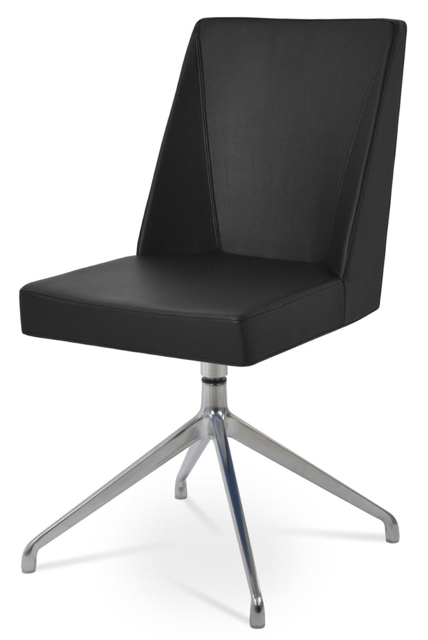 Soho Concept Prisma Spider Swivel Chair - Stylish Leatherette Dining Chair In Soft Black For Modern Spaces Black  Soho-concept-dining-chair-05693