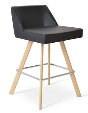 Soho Concept Prisma Sword Barstools & Counterstools - Soft Leatherette, Walnut Base, Memory Swivel, Elegant Design Natural,Black  Soho-concept-dining-chair-07161