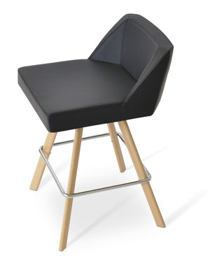 Soho Concept Prisma Sword Barstools & Counterstools - Soft Leatherette, Walnut Base, Memory Swivel, Elegant Design Natural,Black  Soho-concept-dining-chair-09743