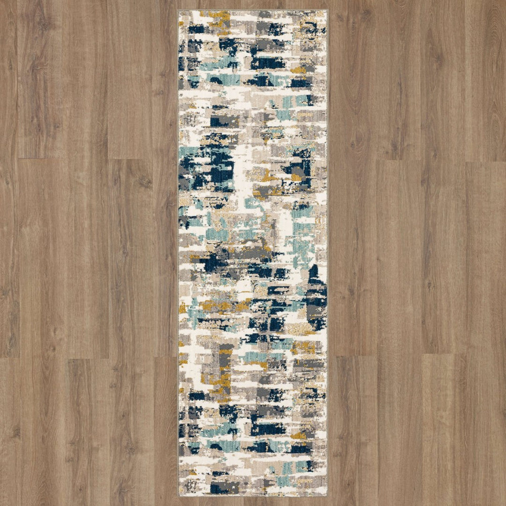 Karastan Rugs Vanguard by Drew & Jonathan Home Provenance Machine Woven Triexta Modern/Contemporary Area Rug Majolica Blue 2' 4" x 7' 10"