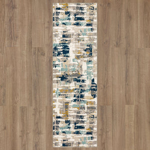 Karastan Rugs Vanguard by Drew & Jonathan Home Provenance Machine Woven Triexta Modern/Contemporary Area Rug Majolica Blue 2' 4" x 7' 10"