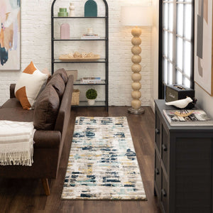 Karastan Rugs Vanguard by Drew & Jonathan Home Provenance Machine Woven Triexta Modern/Contemporary Area Rug Majolica Blue 2' 4" x 7' 10"