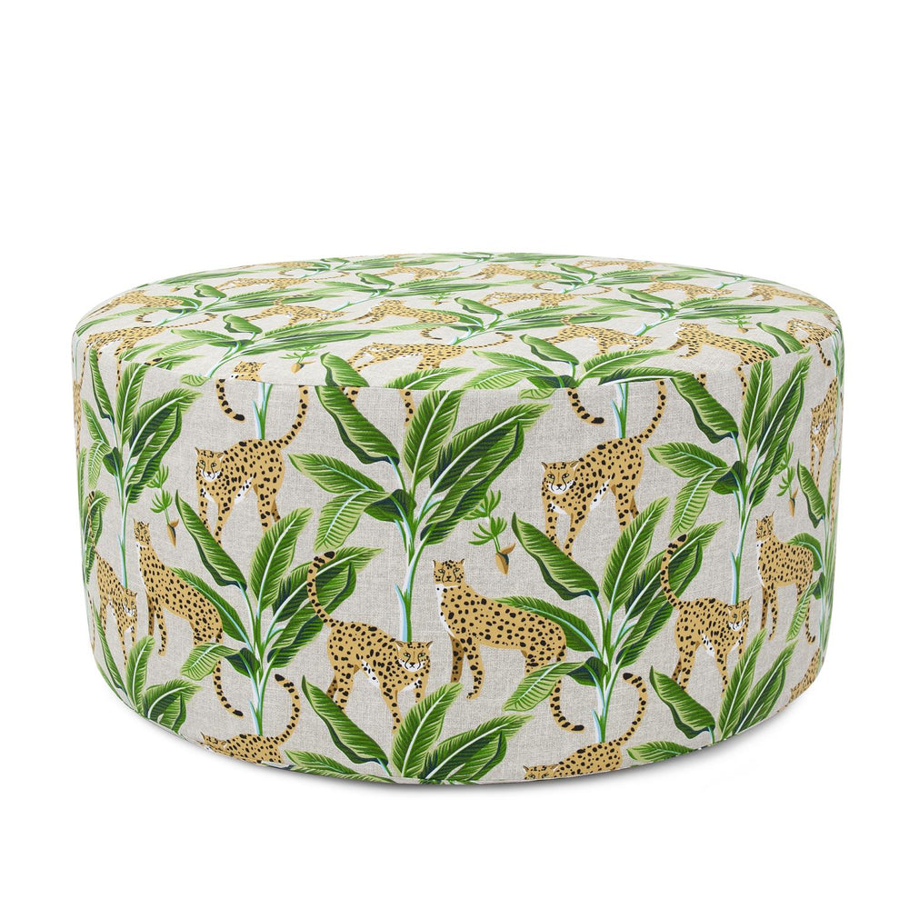 Howard Elliott Outdoor Universal Ottoman Frame & Cover - Whimsical Safari Print For Stylish Outdoor Living Spaces Brown 100% Polyester Q132-1278-howard-elliott