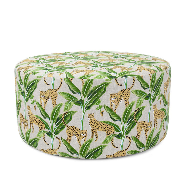 Howard Elliott Outdoor Universal Ottoman Frame & Cover - Whimsical Safari Print For Stylish Outdoor Living Spaces Brown 100% Polyester Q132-1278-howard-elliott