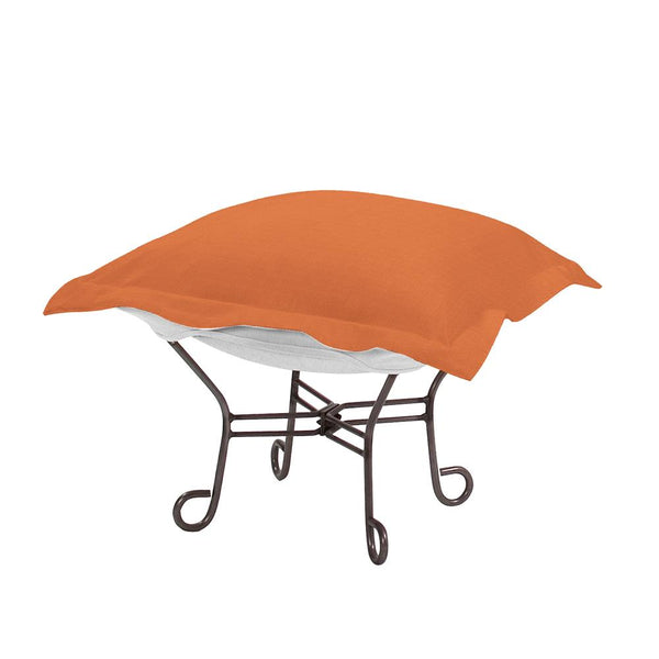 Howard Elliott Scroll Puff Ottoman – Luxurious Comfort With Removable Covers, Perfect For Any Stylish Living Space Orange 100% Sunbrella Acrylic Q510-297-howard-elliott