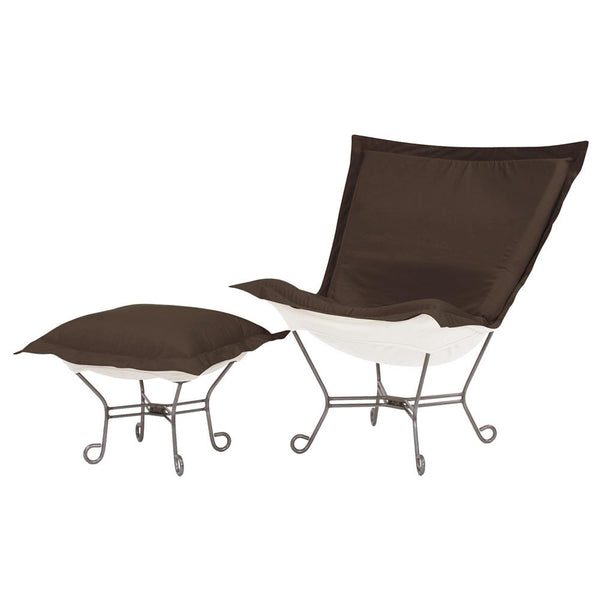 Howard Elliott Scroll Puff Ottoman – Luxurious Comfort With Removable Covers, Perfect For Any Stylish Living Space Brown 100% Sunbrella Acrylic Q510-462-howard-elliott