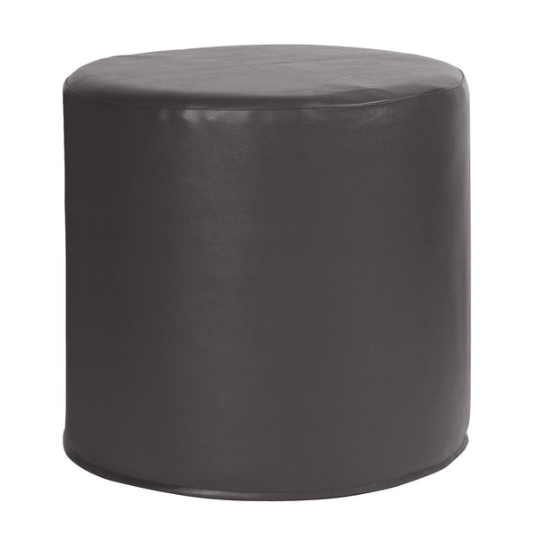 Howard Elliott No Tip Cylinder Atlantis Black - Durable Indoor/Outdoor Foam Ottoman With Marine Grade Faux Leather Cover Black 100% Pvc ,Fabric Backing 100% Polyester Q851-064-howard-elliott