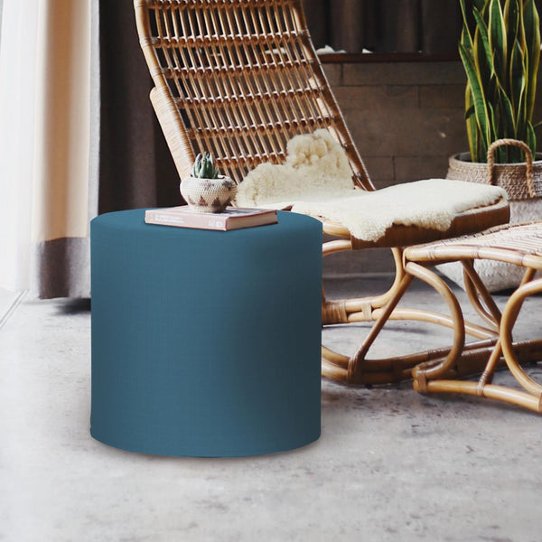 Howard Elliott No Tip Cylinder Outdoor Foam Ottoman - Durable, Lightweight, And Stylish For Indoor & Outdoor Use Blue 100% Sunbrella Acrylic Q851-298-howard-elliott