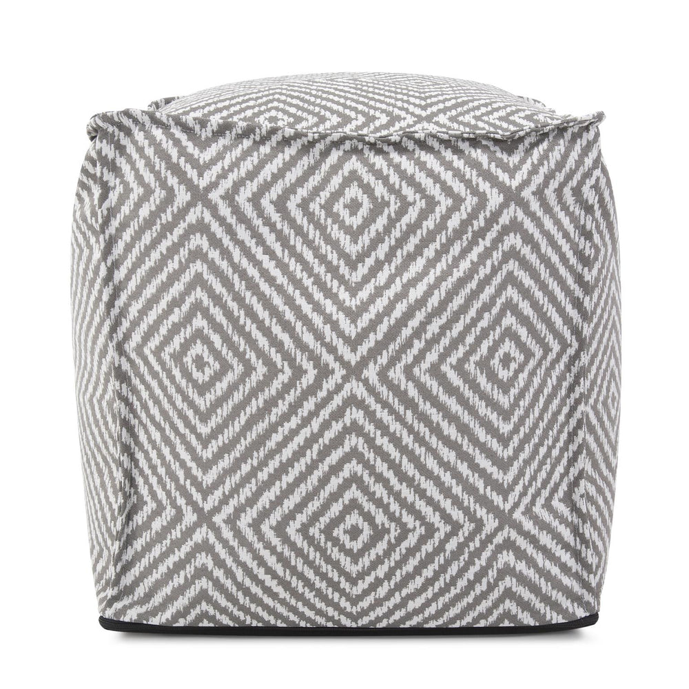 Howard Elliott Outdoor Square Pouf With Global Geometric Design - Trendy, Handsewn, And Mixes Seamlessly Indoors! Blue 50% Polyester,50% Olefin Q873-1280-howard-elliott