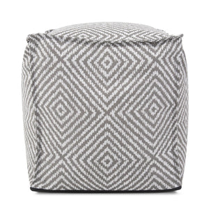 Howard Elliott Outdoor Square Pouf With Global Geometric Design - Trendy, Handsewn, And Mixes Seamlessly Indoors! Gray 50% Polyester,50% Olefin Q873-1281-howard-elliott