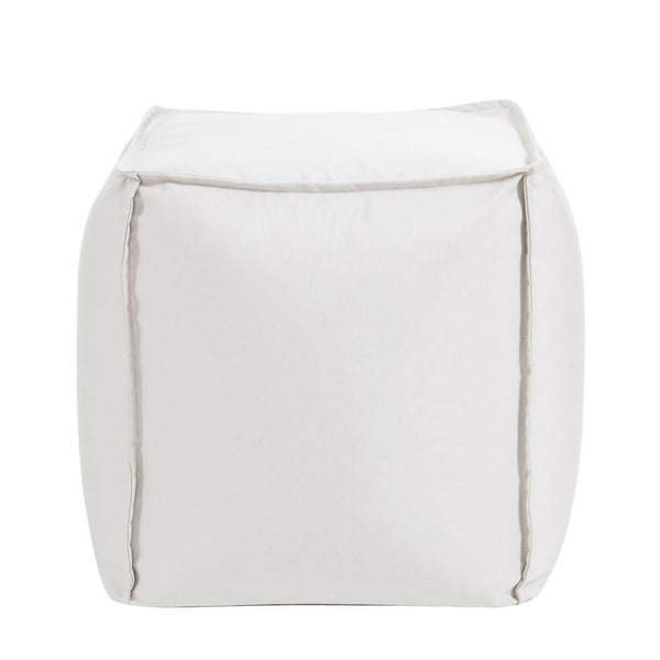 Howard Elliott Square Pouf Ottoman For Indoor/Outdoor Use - Overstuffed Comfort, Stylish Accent For Any Space! White 100% Sunbrella Acrylic Q873-467-howard-elliott