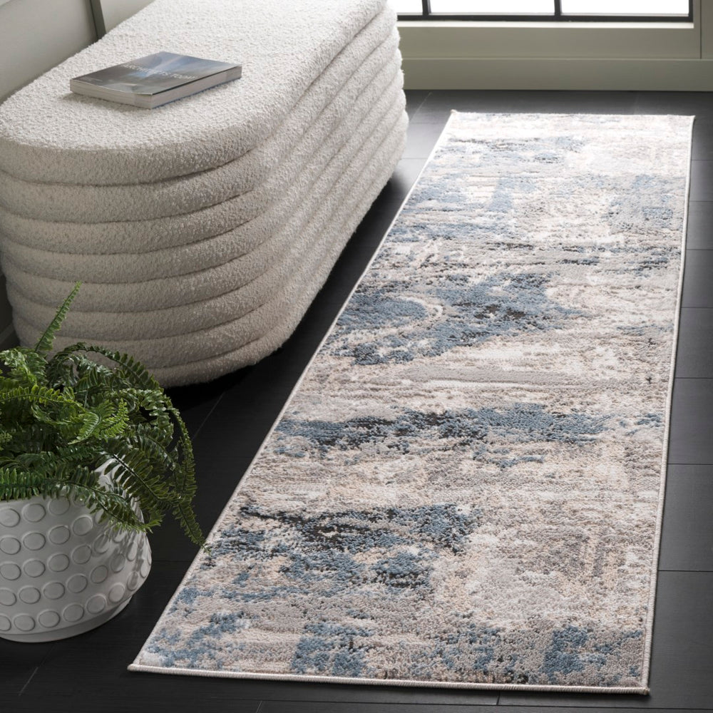 Safavieh Quincy Power Loomed Area Rug - Stunning Turkish Craftsmanship In Luxurious Modern Home Decor Ivory ,Blue 50% Polyester,50% Polypropylene Qcy110a-9