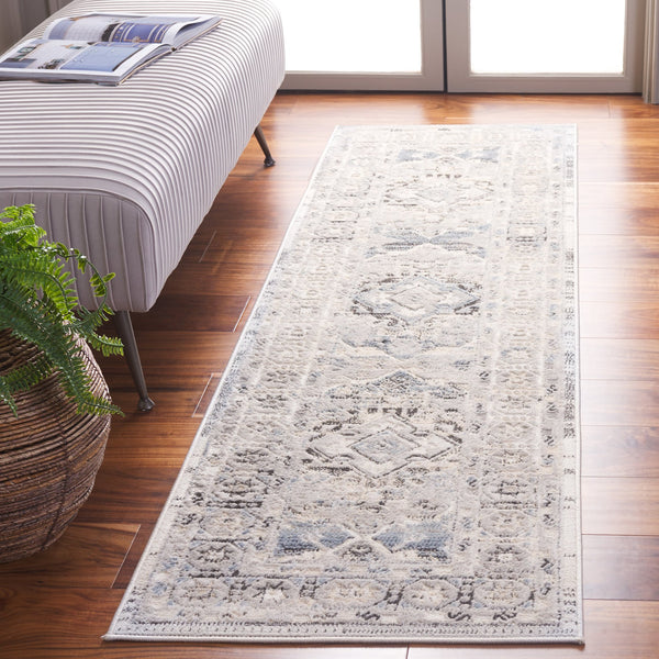Safavieh Quincy Transitional Runner Area Rug – Elegant Power-loomed Design For Hallways And Narrow Spaces Ivory ,Blue 50% Polyester,50% Polypropylene Qcy114a-28