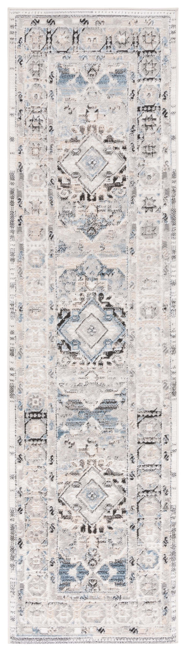 Safavieh Quincy Transitional Runner Area Rug – Elegant Power-loomed Design For Hallways And Narrow Spaces Ivory ,Blue 50% Polyester,50% Polypropylene Qcy114a-28