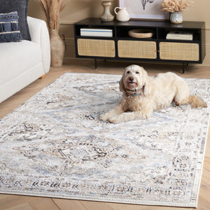Safavieh Quincy Transitional Runner Area Rug – Elegant Power-loomed Design For Hallways And Narrow Spaces Ivory ,Blue 50% Polyester,50% Polypropylene Qcy114a-5