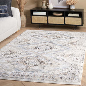 Safavieh Quincy Transitional Runner Area Rug – Elegant Power-loomed Design For Hallways And Narrow Spaces Ivory ,Blue 50% Polyester,50% Polypropylene Qcy114a-5