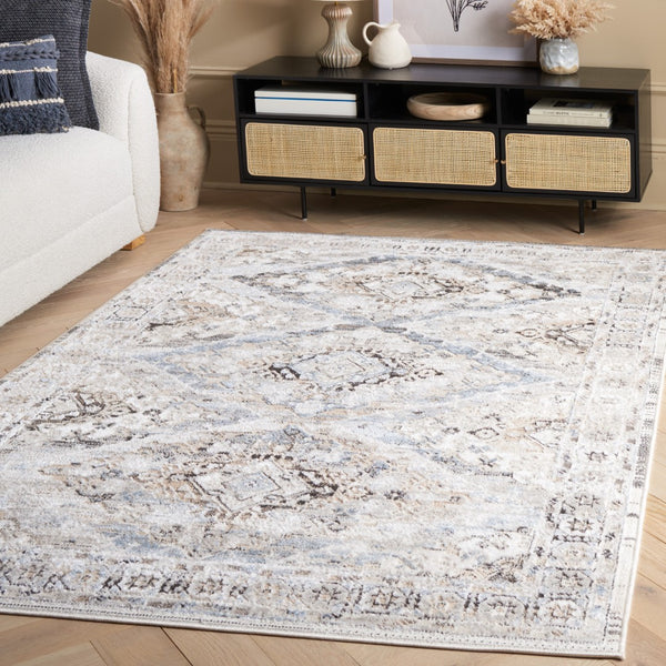 Safavieh Quincy Elegant Transitional Area Rug - Chic Blue And Ivory Design For Stylish Home Décor Upgrade Ivory ,Blue 50% Polyester,50% Polypropylene Qcy114a-4