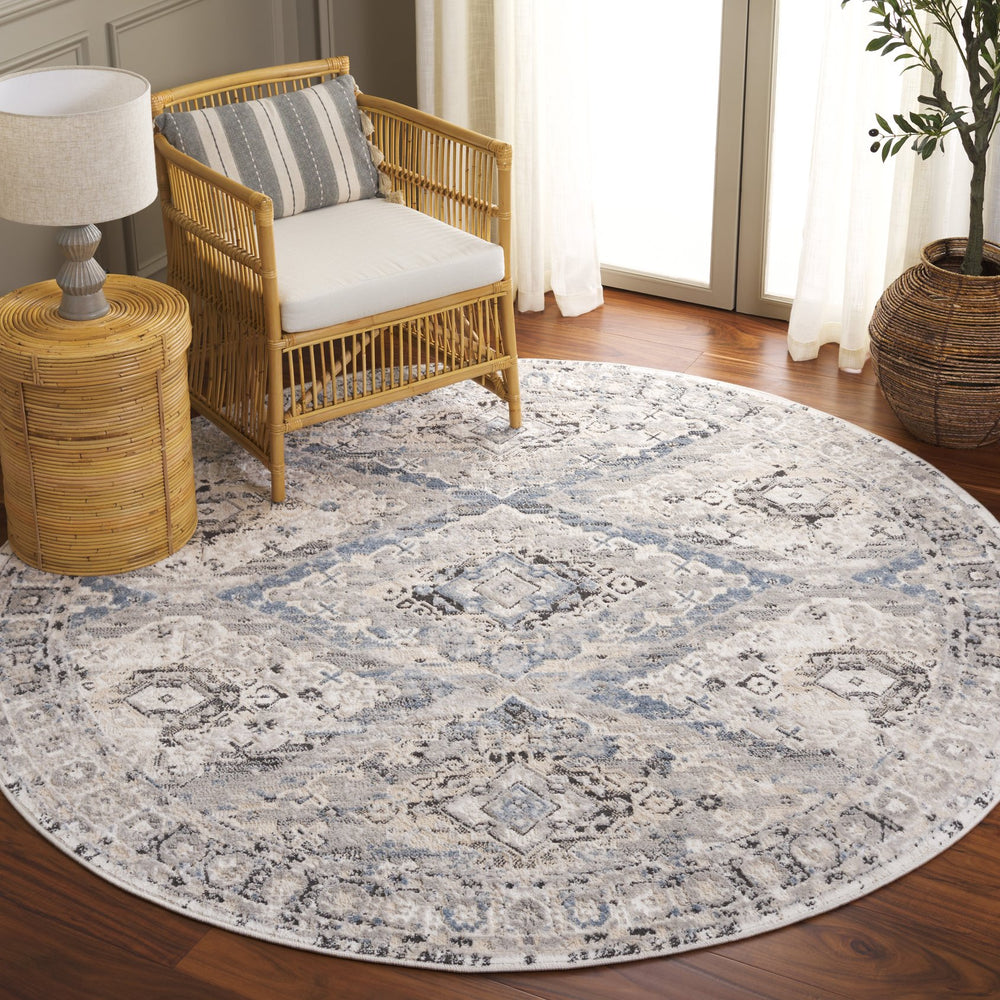 Safavieh Quincy Transitional Runner Area Rug – Elegant Power-loomed Design For Hallways And Narrow Spaces Ivory ,Blue 50% Polyester,50% Polypropylene Qcy114a-7r