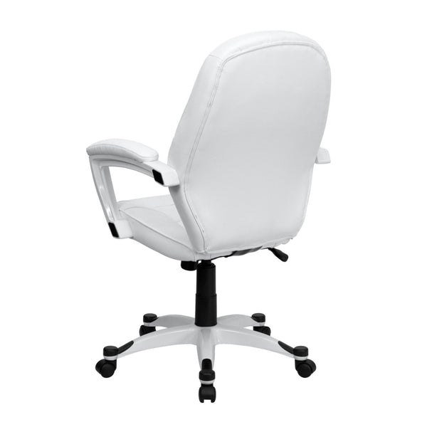 English Elm Quincey Mid-Back White LeatherSoft Executive Office Chair with Ergonomic Comfort & Sleek Design QD-5058M-WHITE-GG