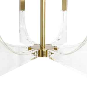 Pasargad Home Omeara Modern Metal & Acrylic Chandelier - Clear Brass Elegance For Any Room Clear Metal & Acrylic Plh3576-6