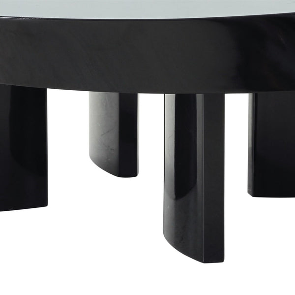 Pasargad Home Rivano Shiny Black Coffee Table - Modern Elegance For Your Living Space, 43.7"W Shiny Black Mdf Plz-254c