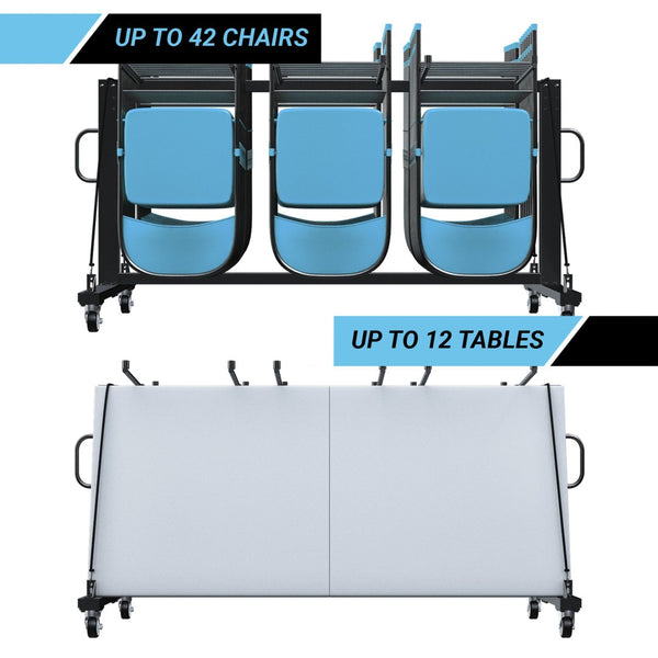 English Elm Hawkins Heavy Duty Mobile Cart for Folding Chairs & Tables - Secure, Durable, Easy to Maneuver QIN-FRCW45425-GG