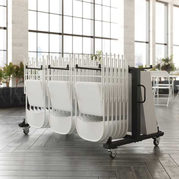 English Elm Hawkins Heavy Duty Mobile Cart for Folding Chairs & Tables - Secure, Durable, Easy to Maneuver QIN-FRCW45425-GG